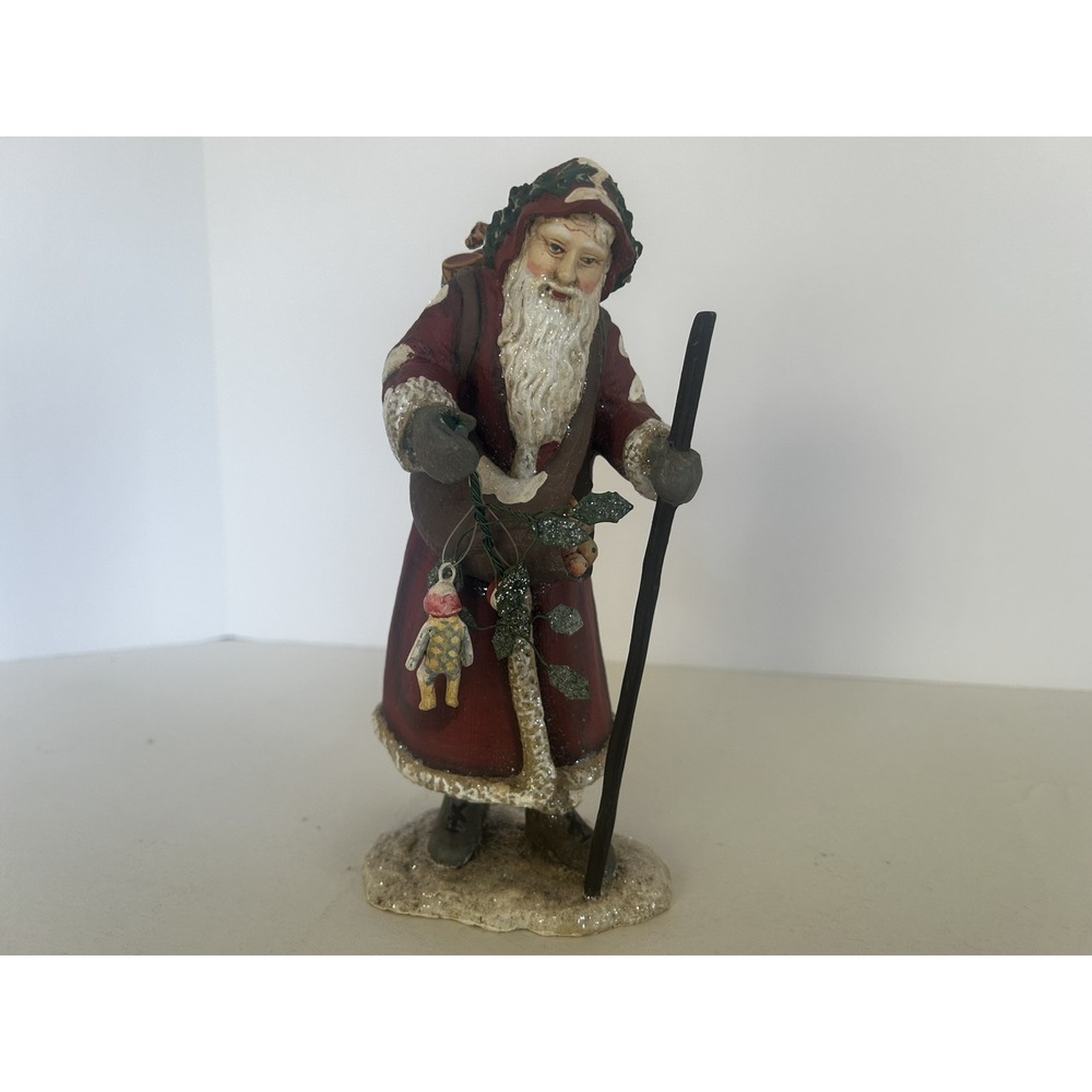 Vintage Department 56 Kris Kringle Santa Claus‎ 8" Statue With Walking Stick